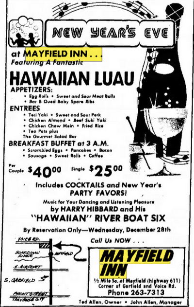 Mayfield Inn - Dec 24 1977 Ad (newer photo)